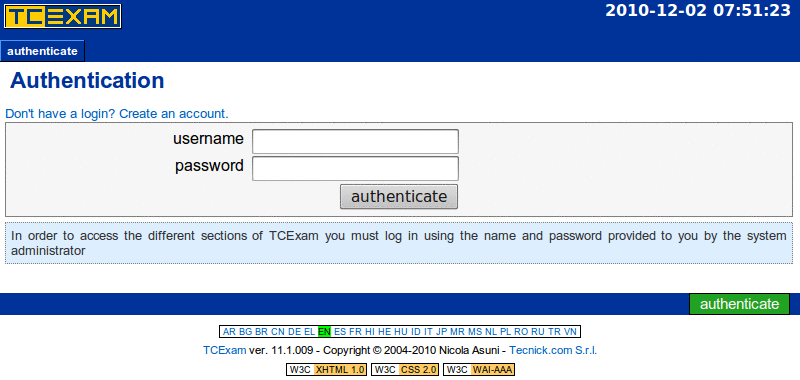 TCExam screenshot QG001