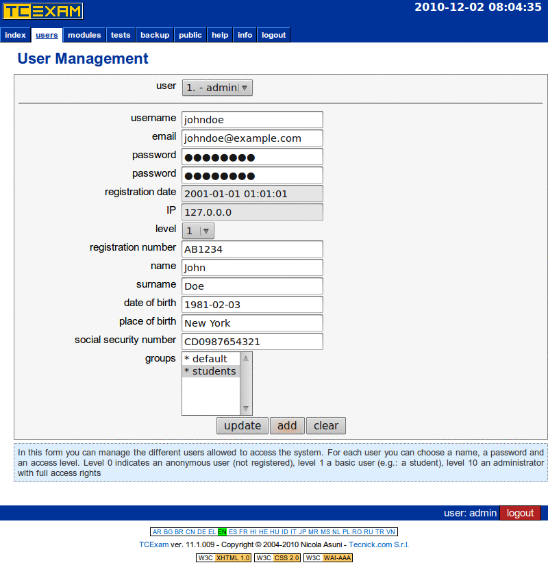 TCExam screenshot QG010