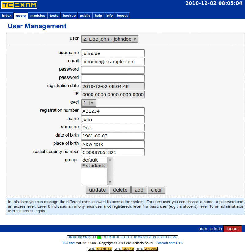 TCExam screenshot QG011