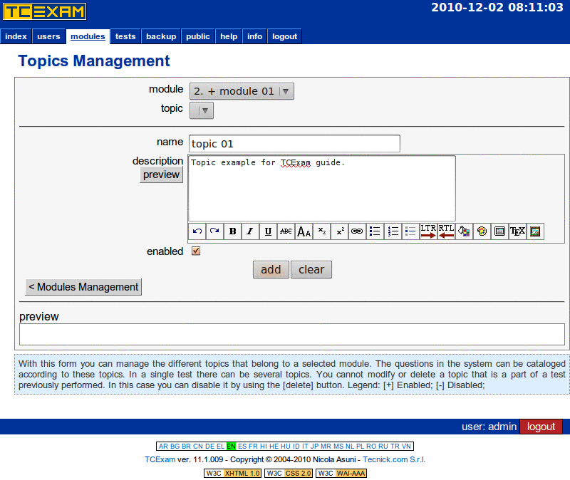 TCExam screenshot QG016