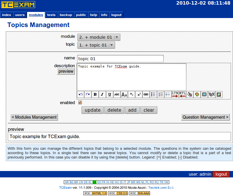 TCExam screenshot QG017