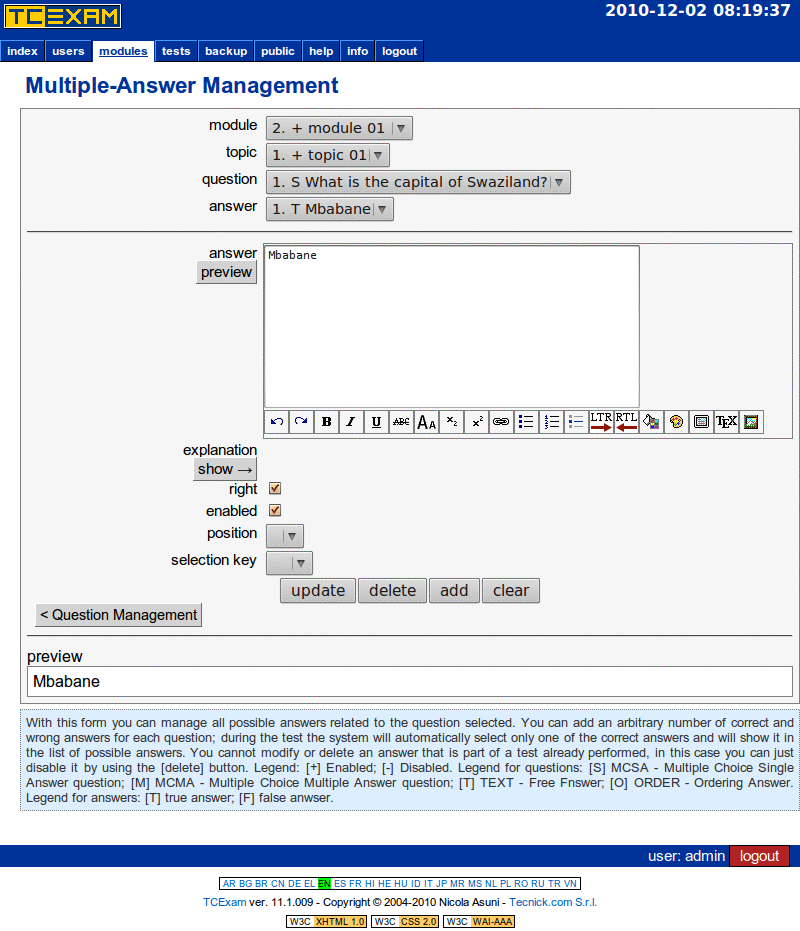 TCExam screenshot QG021