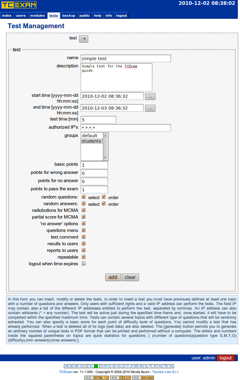 TCExam screenshot QG027