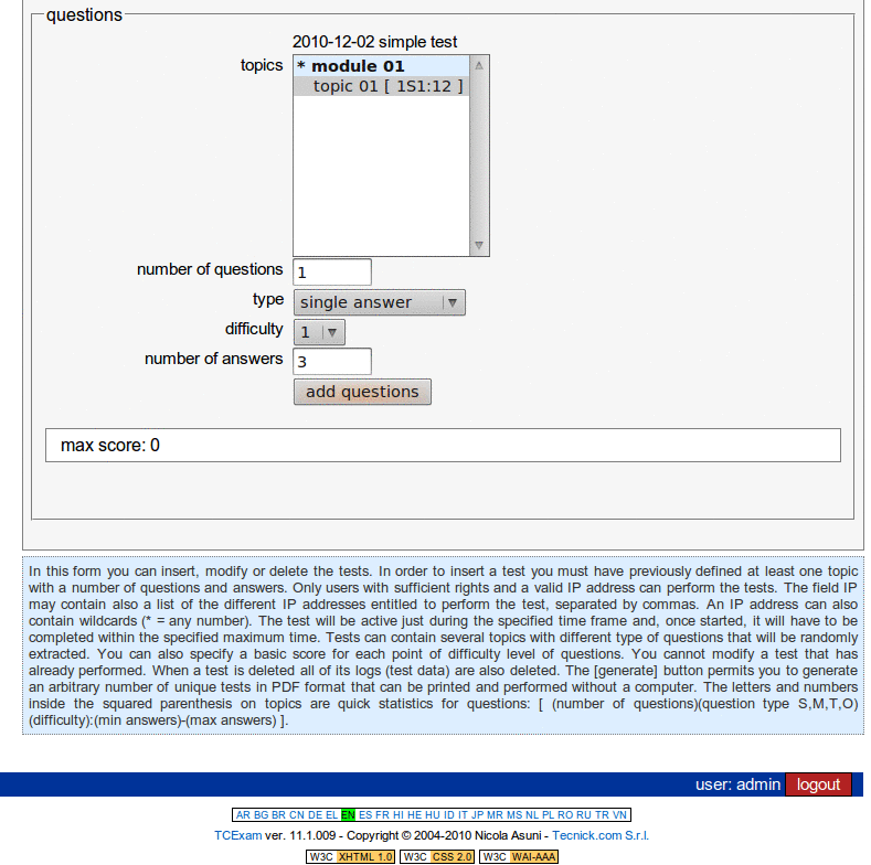 TCExam screenshot QG028