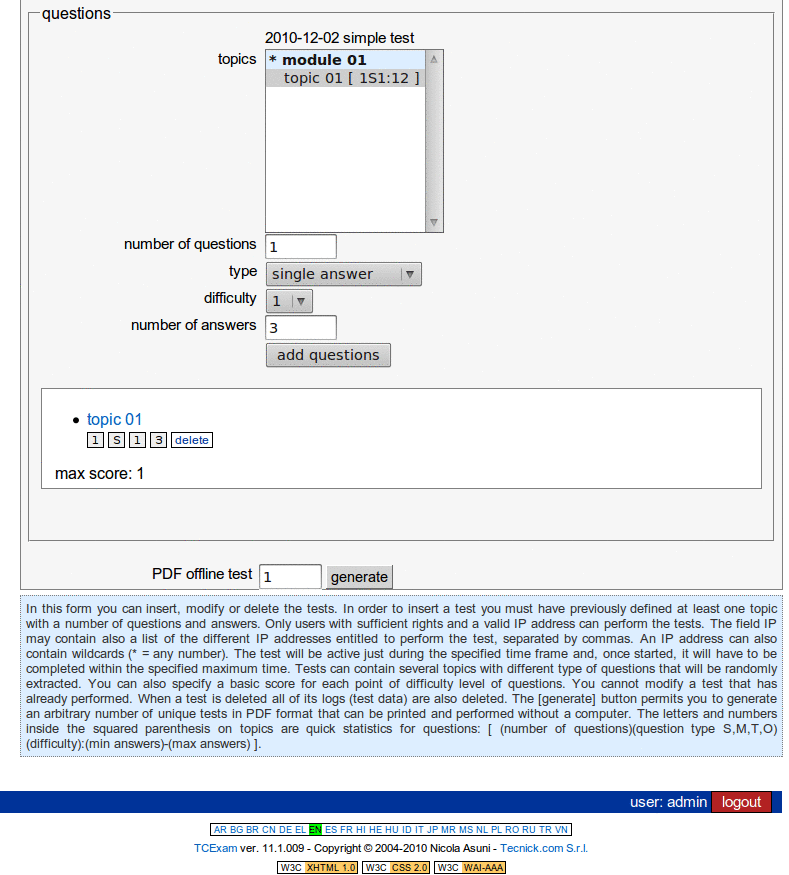 TCExam screenshot QG029