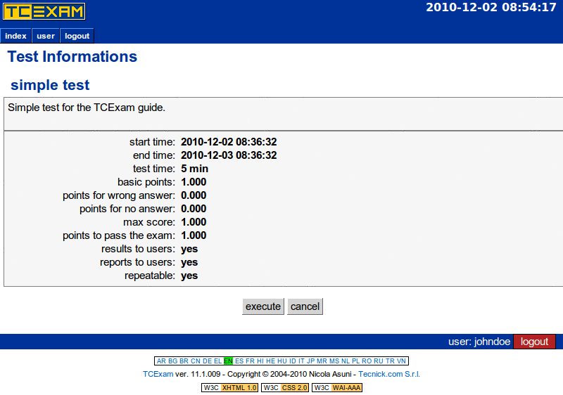 TCExam screenshot QG033