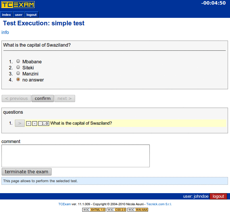 TCExam screenshot QG034