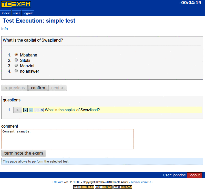 TCExam screenshot QG035