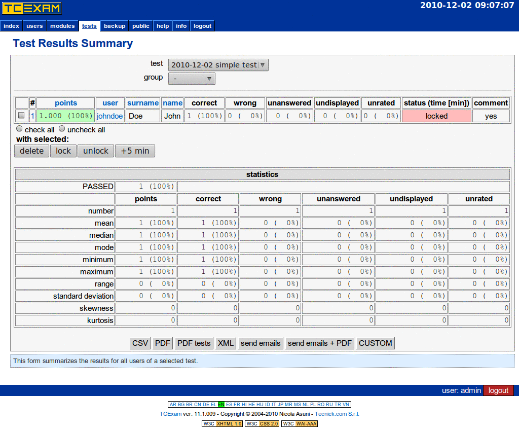 TCExam screenshot QG040